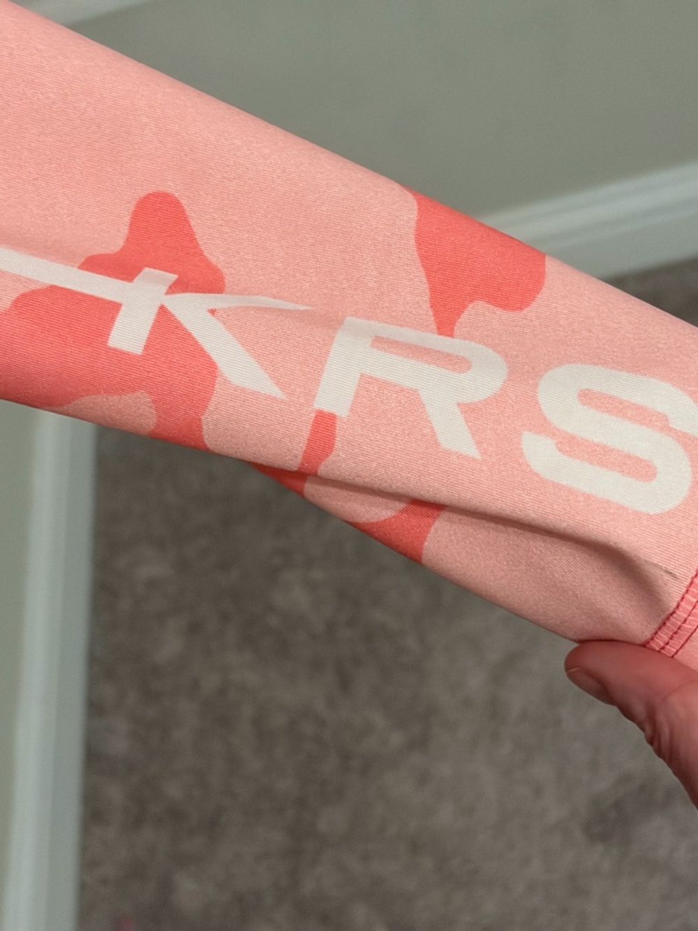 KRS Pink Camo High Waist Leggings Womens One Size Stretch Athleisure 24.5 Inseam - Picture 4 of 8